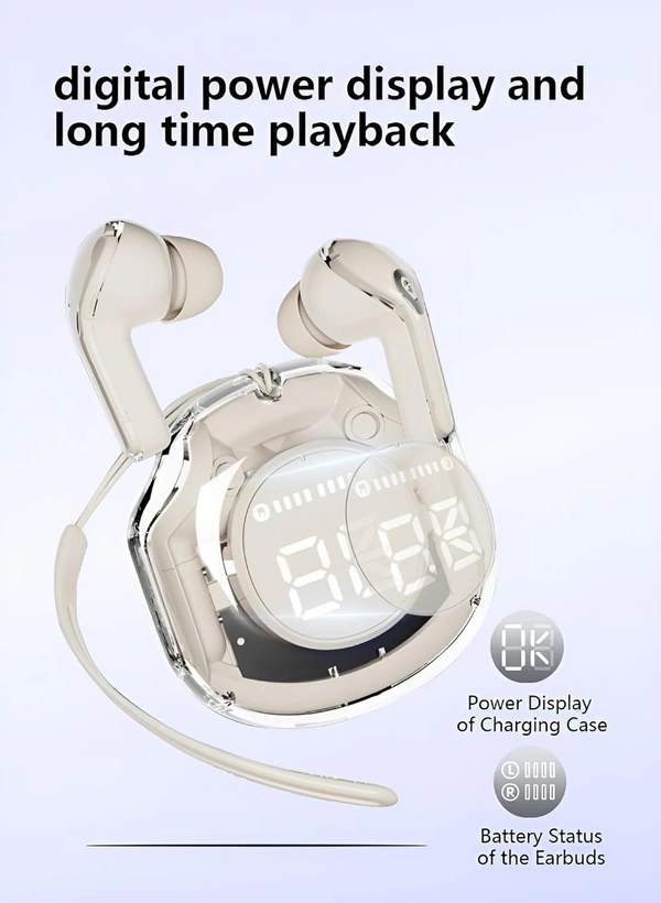 Ultra Pods Pro Ultrapods Pro TWS Earbud, Bluetooth Earbuds with Display, Transparent Design, 30 Hrs Playtime with Fast Charging, Bluetooth 5.3 - Black