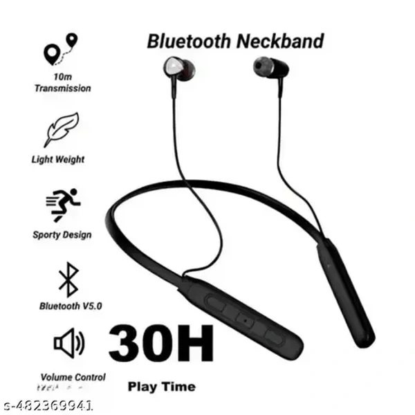 MZ NB111 X-Series Wireless Sports Neckband Earphones, Bluetooth 5.1, 30 Hours Music Time - Black