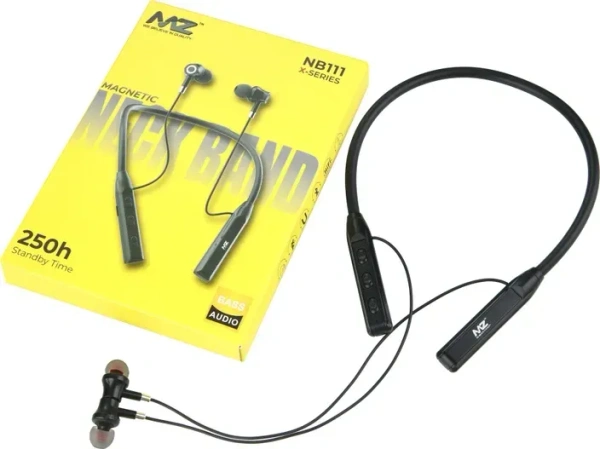 MZ NB111 X-Series Wireless Sports Neckband Earphones, Bluetooth 5.1, 30 Hours Music Time - Black