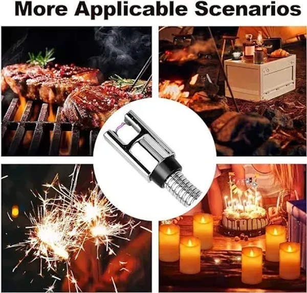 Electric Rechargeable Gas/Plasma Lighter, Flameless Windproof, USB, 360° Flexible Neck Arc Lighter for Kitchen, Barbecue, Candles, Gas Stove, Fireworks  - Red