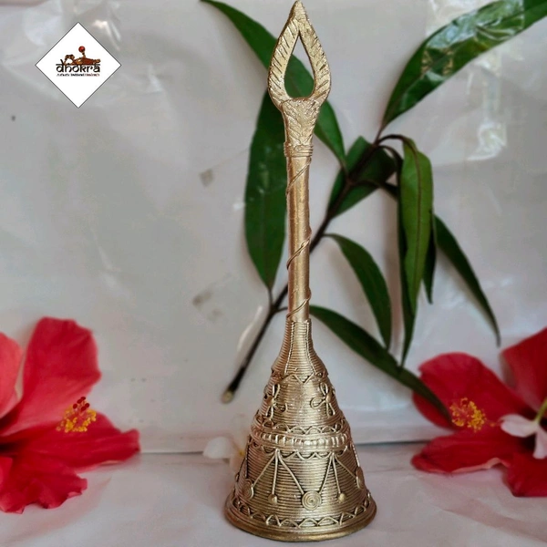 Dhokra Puja Hand Bell - Height 8.5 Inch