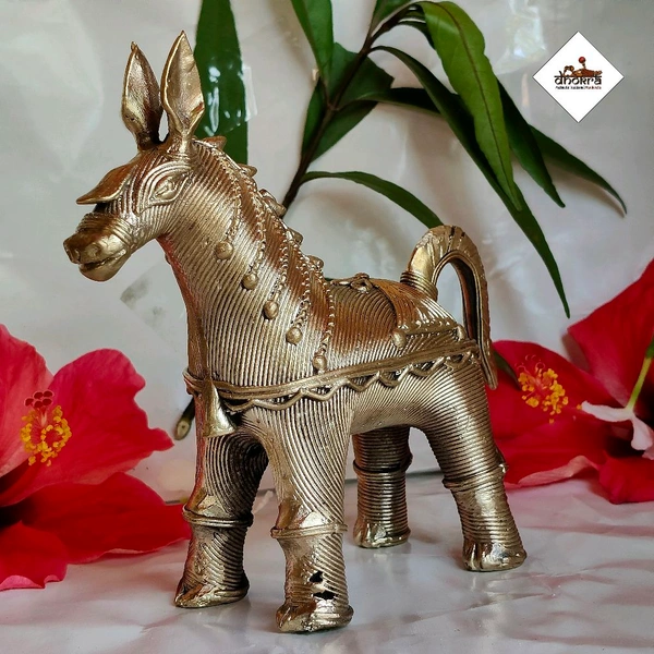 Dhokra Crafted Horse - Height 5 Inch