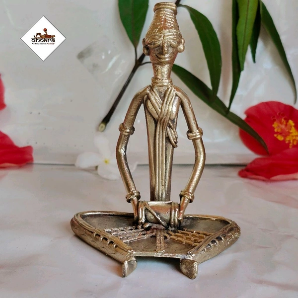 Dhokra Crafted Tribal Musician Figurine - Height 4 Inch