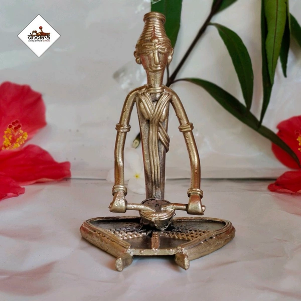 Dhokra Crafted Tribal Musician Figurine - Height 4 Inch