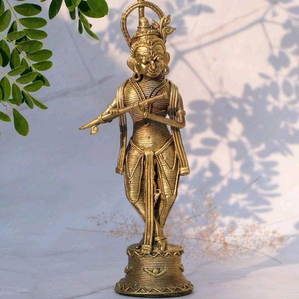 Dhokra Crafts Idol - Standing Krishna  - Height 8 Inch