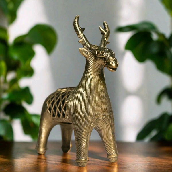 Dhokra Crafts Home Decor - Deer  - Height 5 Inch