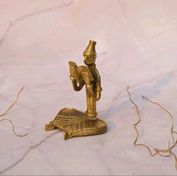 Dhokra Crafted Tribal Musician Figurine - Height 4 Inch