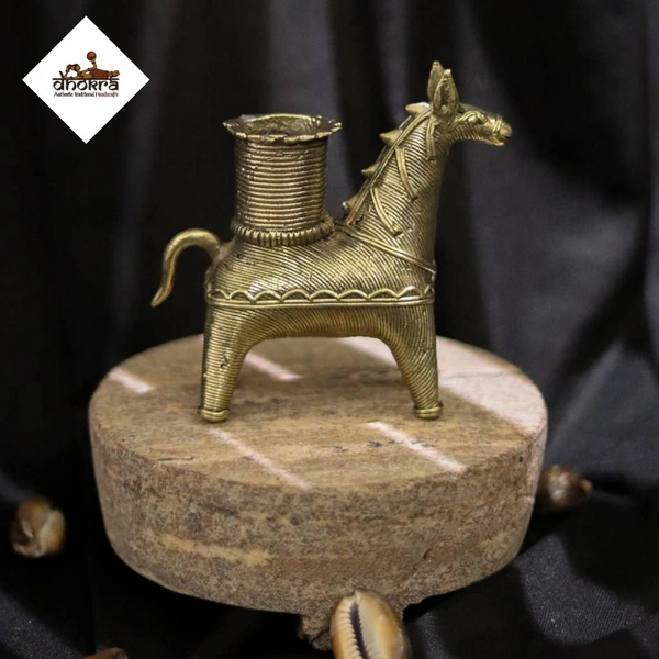 Dhokra Crafts - Horse Candle Holder  - Height 4 Inch