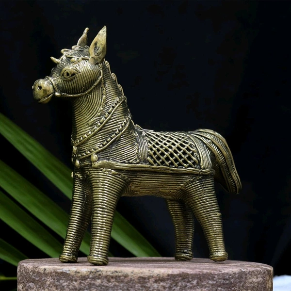 Dhokra Crafted Horse - Height 5 Inch