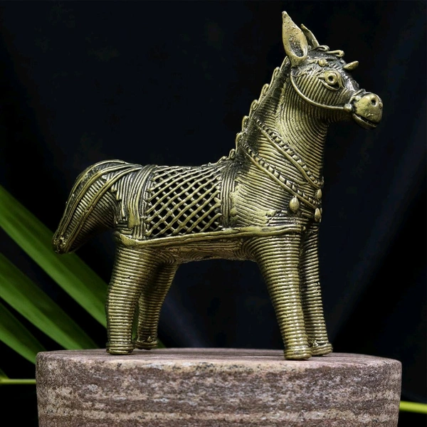 Dhokra Crafted Horse - Height 5 Inch