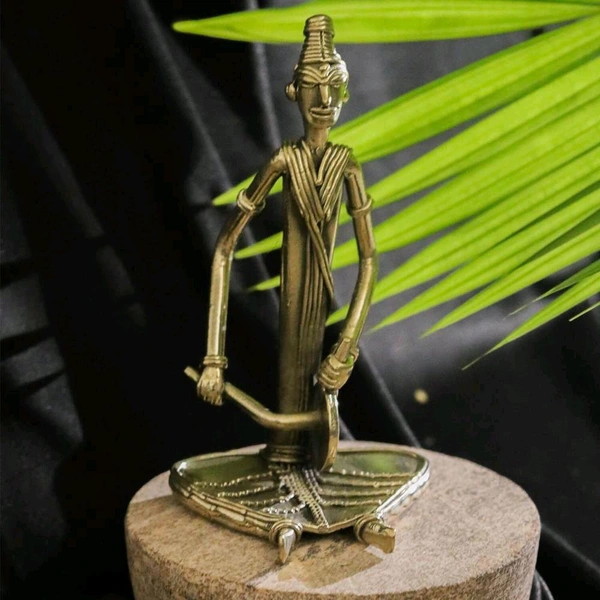 Dhokra Crafted Tribal Musician Figurine - Height 6 Inch