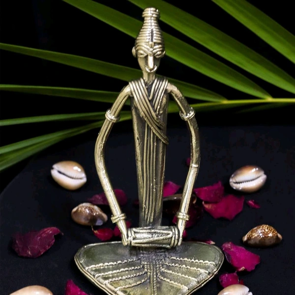 Dhokra Crafted Tribal Musician Figurine - Height 6 Inch