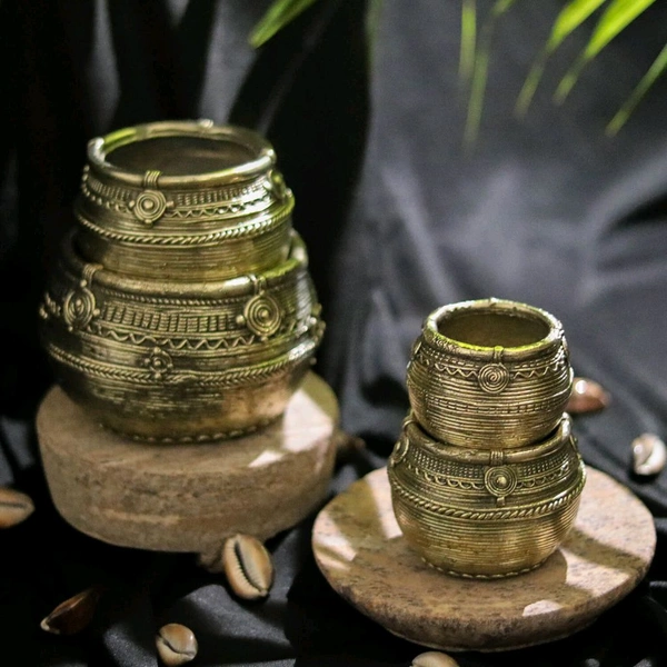 Handicrafted Dhokra Mana (Set Of 4) - Height - 4* 3* 2.5* 2 Inches