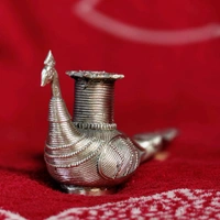 Dhokra Crafted - Peacock Candle Holder  - Height 3 Inch Length 4.5