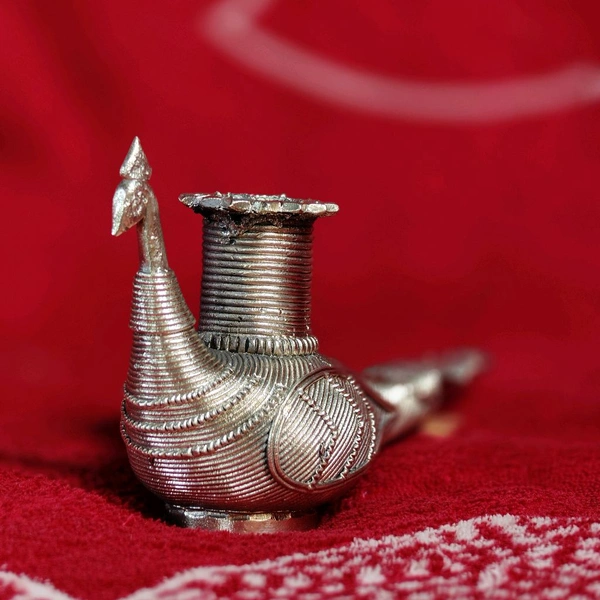 Dhokra Crafted - Peacock Candle Holder  - Height 3 Inch Length 4.5