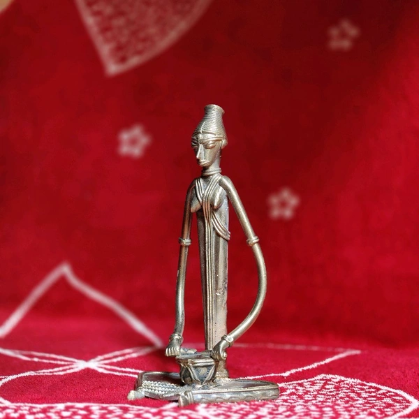 Dhokra Crafted - Lady Musician Fingure  - Height 6 Inch