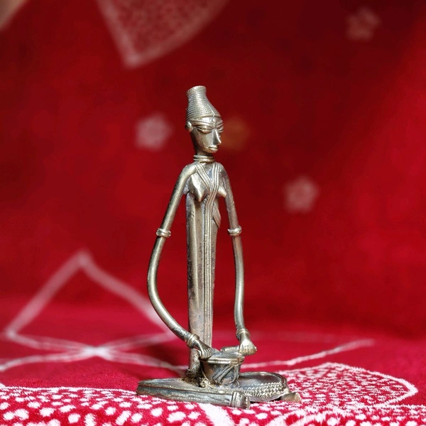 Dhokra Crafted - Lady Musician Fingure  - Height 6 Inch