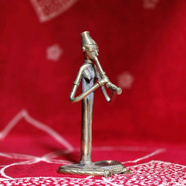 Dhokra Crafted- Lady Musician Fingure - Height 6 Inch