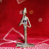 Dhokra Crafted- Lady Musician Fingure - Height 6 Inch