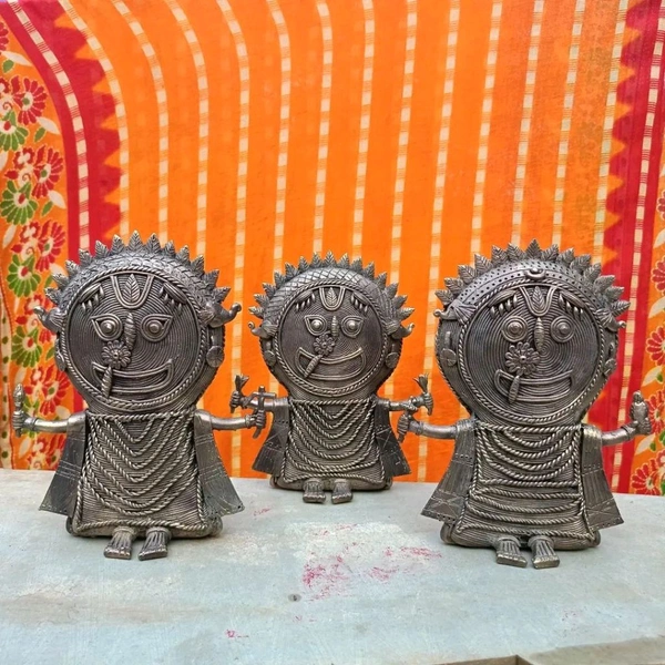 Dhokra Crafted - Jagannath, Balaram, Subhadra  - Height 8×8×6