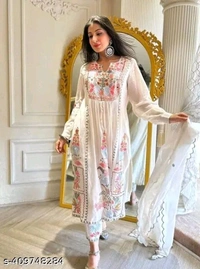 🌟Gold 🏅 , Navlik Aakarsha Superior, Girls' Kurti  - White, XL