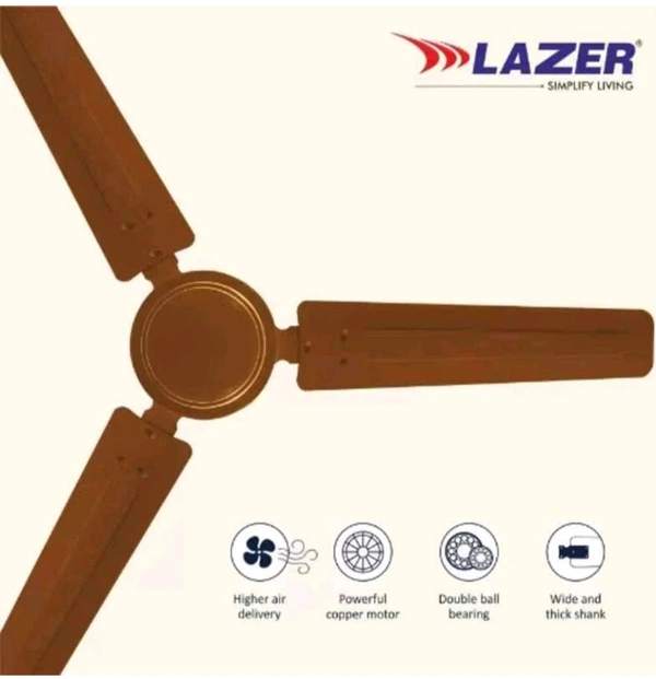 (RISF) 36" Lazer ECS 50W 1 Star Glossy Brown 3 Blade Anti Dust Ceiling Fan, ECS36GB, Sweep: 900 mm - white