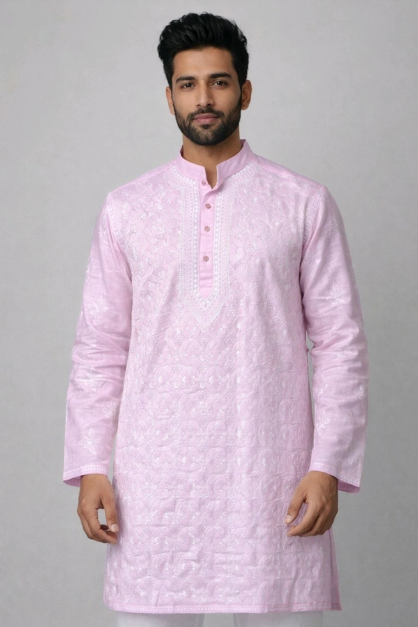 Men’s Chikankari Kurta – Hand Embroidered Cotton Lucknowi Kurta for Festive & Casual Wear