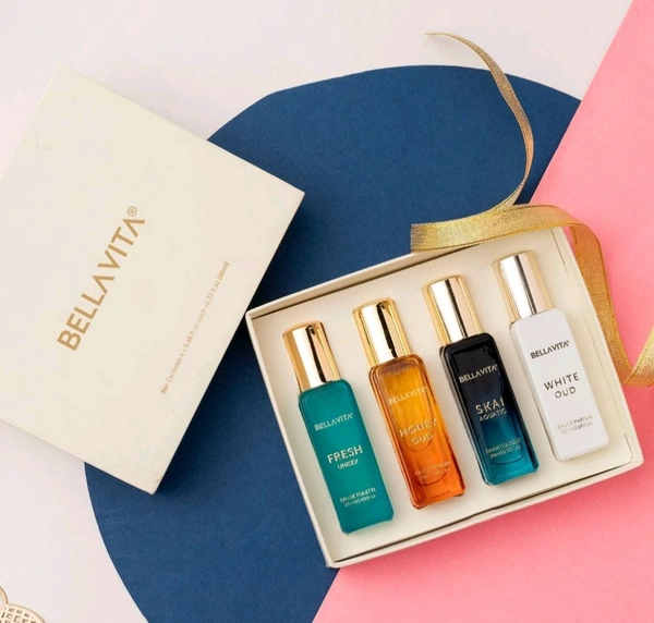 Bella Vita Luxury Long Lasting Unisex Perfume Gift Set | 4x20ml Perfume for Man & Woman | Woody, Aquatic, Sweet, Premium Fragrance Scent | SKAI, FRESH, WHITEOUD, HONEY OUD | Gifts for Men and Women