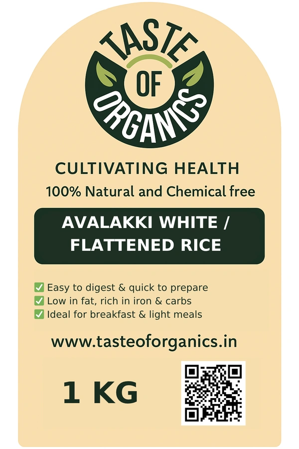AVALAKKI WHITE – Natural Flattened Rice (Poha) - 0.5 KG