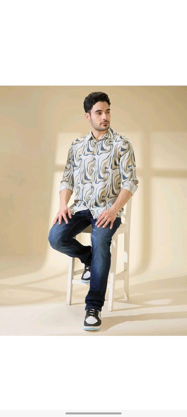 BEING HUMAN Men Slim Fit Printed Silm Collar Casual Shirt  - M