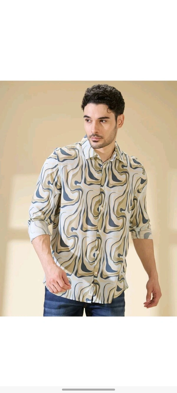 BEING HUMAN Men Slim Fit Printed Silm Collar Casual Shirt  - L