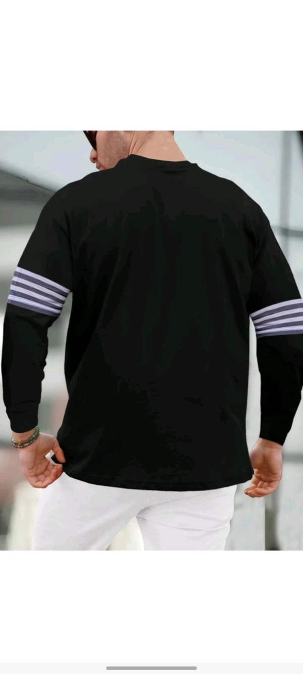 Tripr Men Printed Round Neck Cotton Blend Black T-shirt  - S