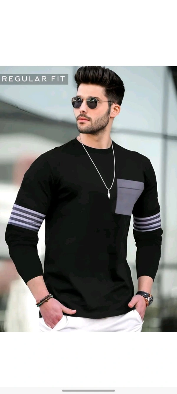 Tripr Men Printed Round Neck Cotton Blend Black T-shirt  - S