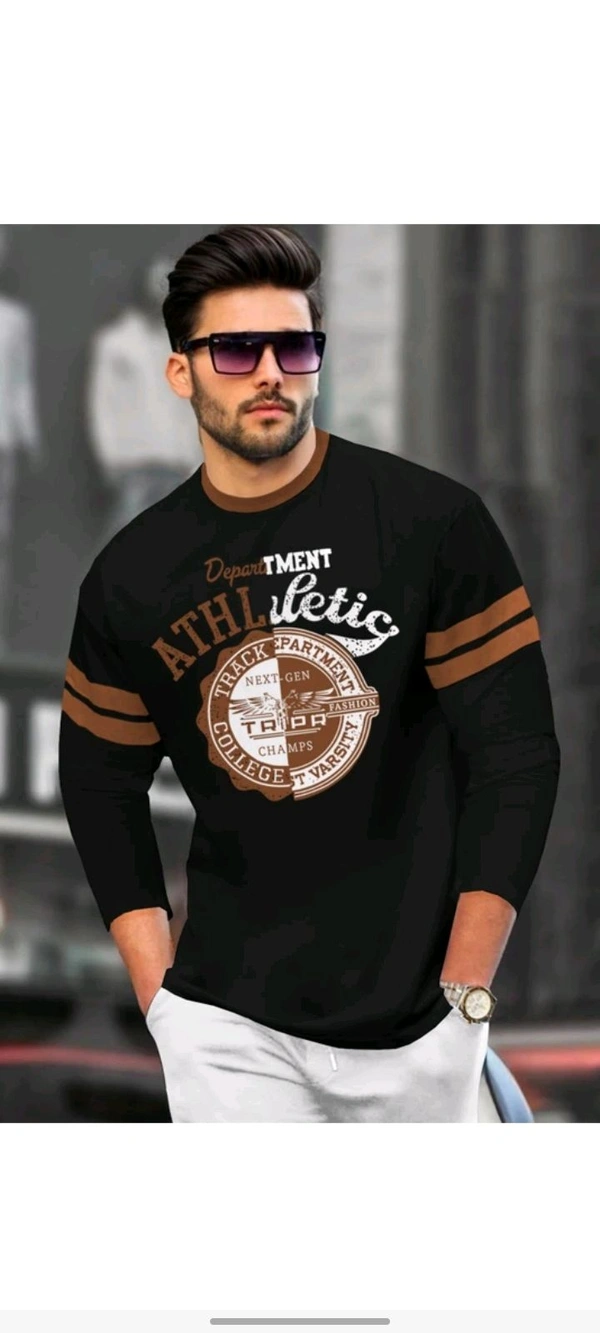 Tripr Men Printed Round Neck Cotton Blend Black T-shirt  - S
