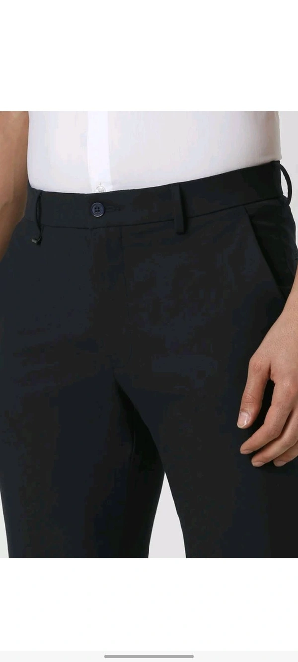 VAN HEUSEN men Slim Fit Dark Blue Polyester Trousers - 32