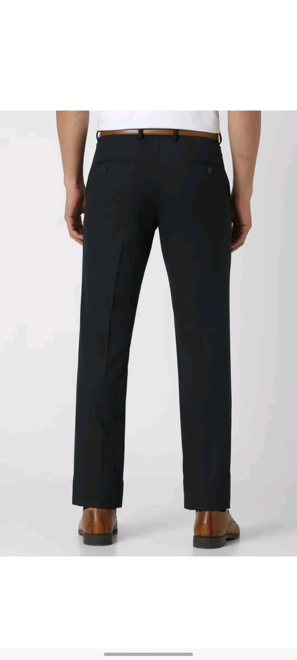 VAN HEUSEN men Slim Fit Dark Blue Polyester Trousers - 34