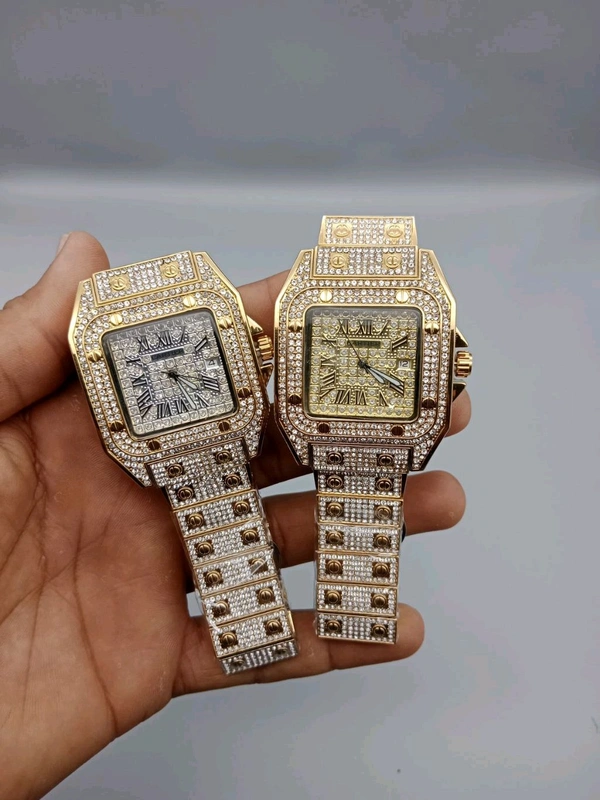 CARTIER DIAMOND WATCH                                                 FOR:- GENTS                                                                       DIAL:- SQUARE                                                                 WHATSAPP FOR COLOUR   - Gold, ALL