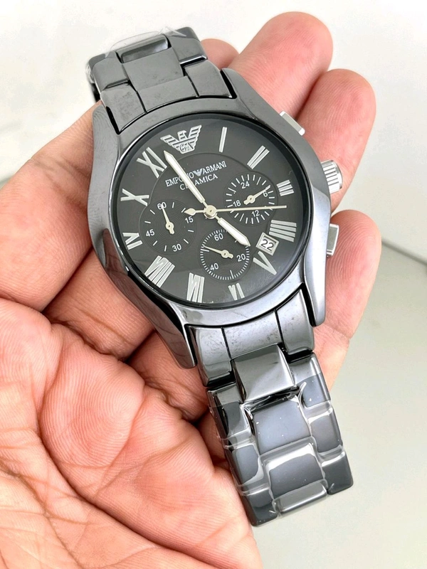 EMPEROR ARMANI CERAMIC MEN'S WATCH  - Black, ALL