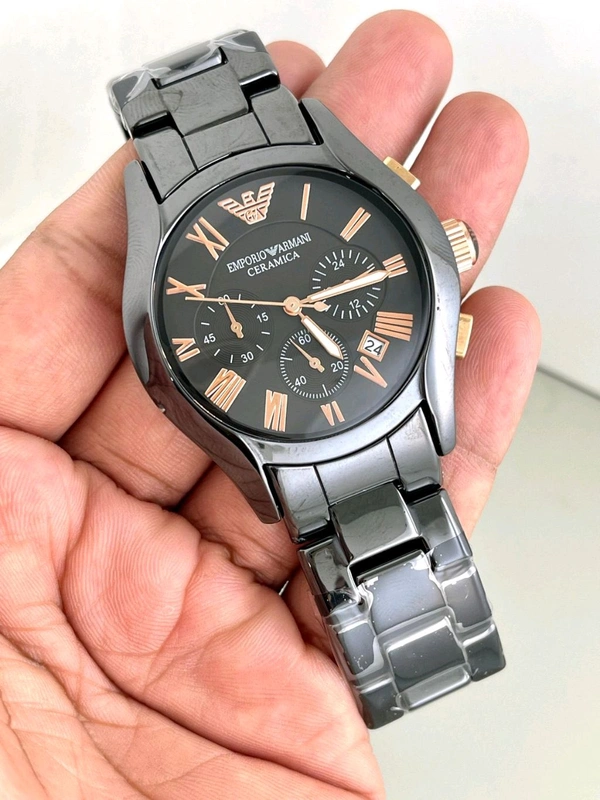 EMPEROR ARMANI CERAMIC MEN'S WATCH  - Black, ALL
