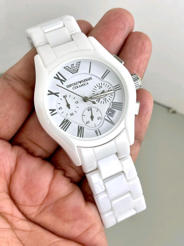 EMPEROR ARMANI CERAMIC MEN'S WATCH  - White, ALL
