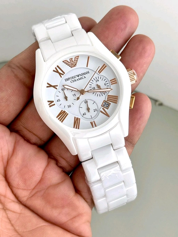 EMPEROR ARMANI CERAMIC MEN'S WATCH  - White, ALL