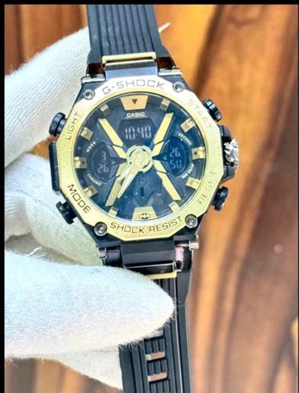 CASIO BRAND:- CASIO                                                                               G-SHOCK BEST QUALITY MEN'S WATCH                            DIAL:-GOLD                                                               BLACK BELT - Gold, ALL