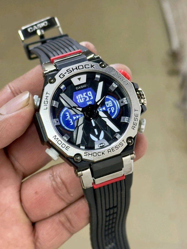 CASIO BRAND:- CASIO                                                                               G-SHOCK BEST QUALITY MEN'S WATCH                            DIAL:-SILVER                                                               BLACK BELT - Silver, ALL