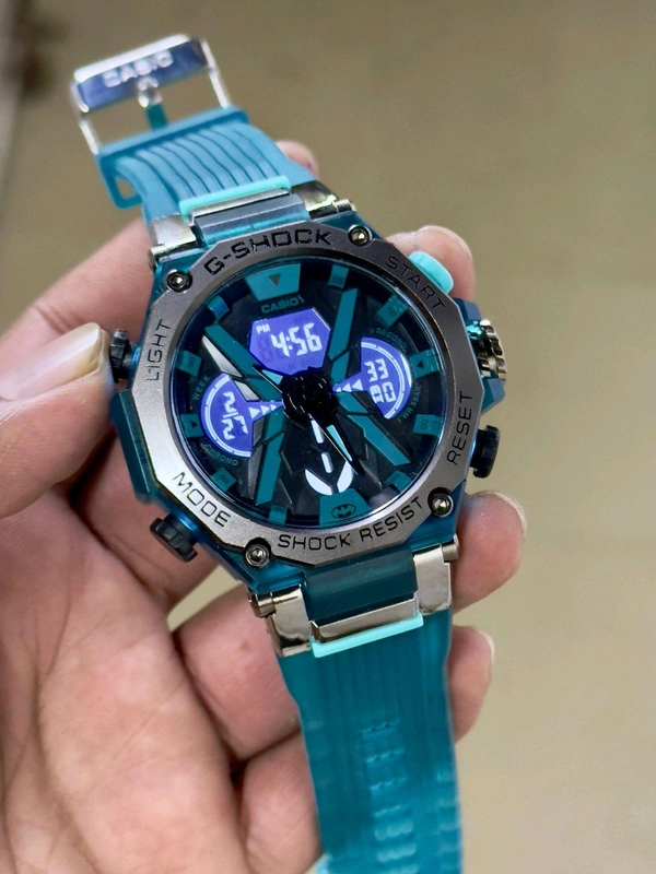 BRAND:- CASIO                                                                               G-SHOCK BEST QUALITY MEN'S WATCH                            DIAL:-BLUE                                                               BLUE BELT - Cyan Aqua, ALL