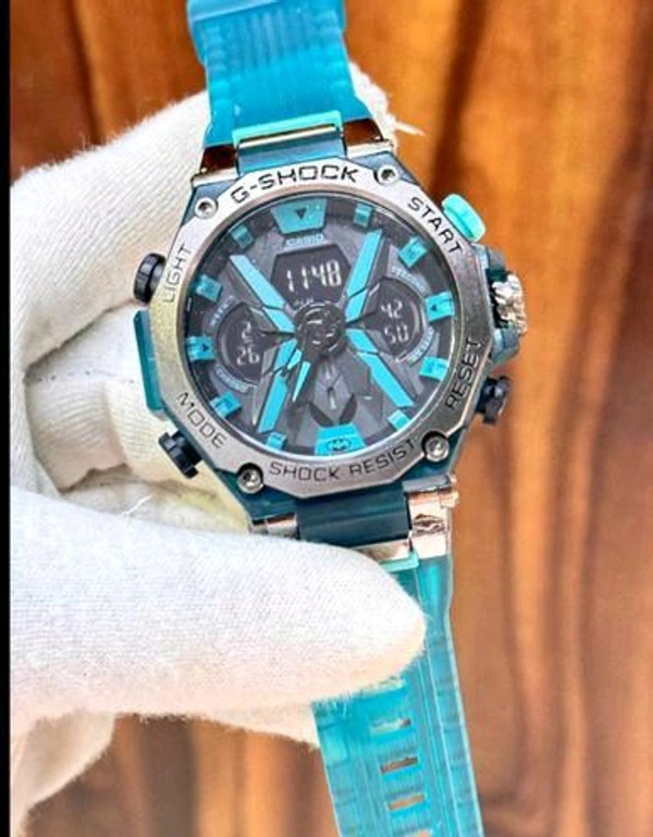 BRAND:- CASIO                                                                               G-SHOCK BEST QUALITY MEN'S WATCH                            DIAL:-BLUE                                                               BLUE BELT - Cyan Aqua, ALL