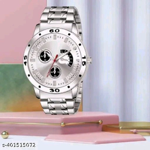 Steel strap Sports analog with Chain free for mens
 - Silver Chalice