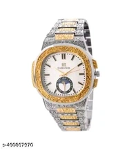 Abudhabi Golden Silver Luxury Chain Analog Watch for Men.