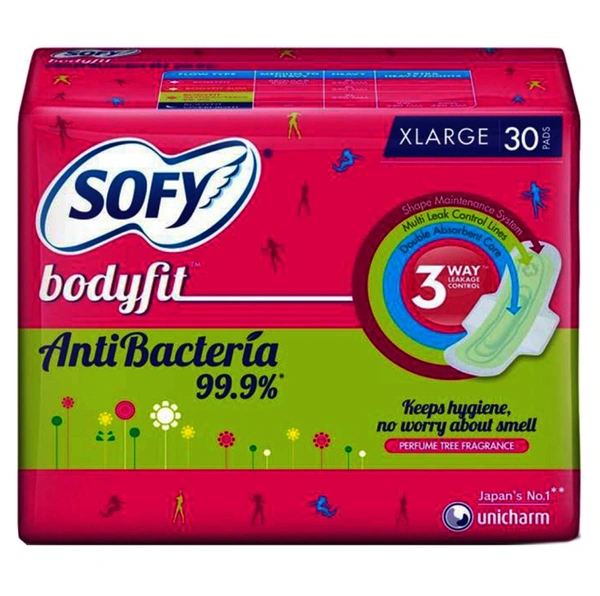 Sofy Anti Bacterial & Bodyfit Sanitary Napkin
XL With Wings, 28 N