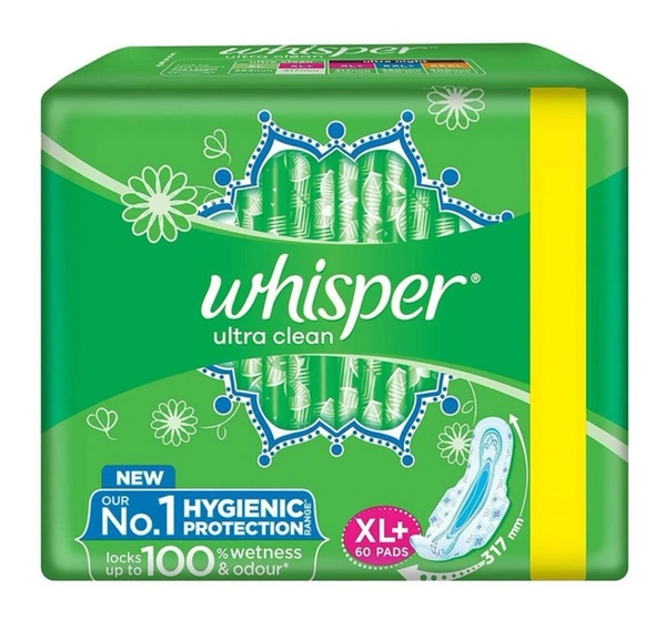 Whisper Ultra Soft Sanitary Napkin XL With Wings, 60 N