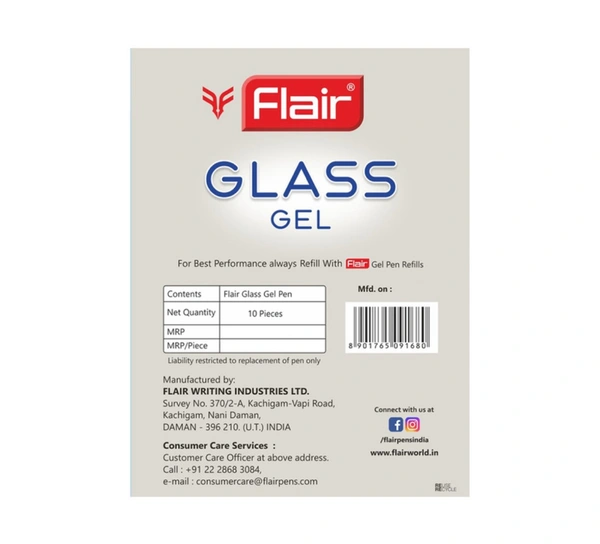 Flair Glass Blue Gel Pen  10N